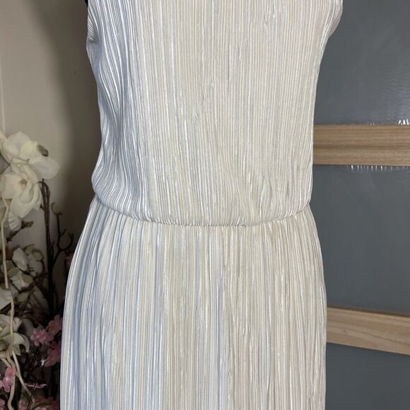 Jacaranda Ivory Elastic Waist Pleated Halter Midi Dress Women's Size M - Picture 5 of 9